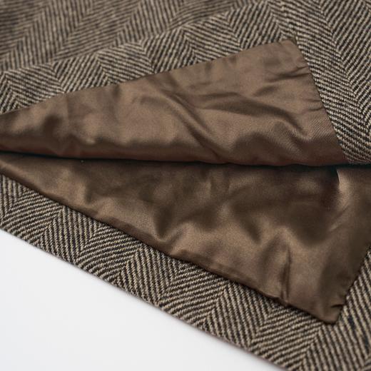 ROMI STUDIO“棕标甄选”100绵羊毛双面加厚人字纹长款风衣431DS291 商品图4