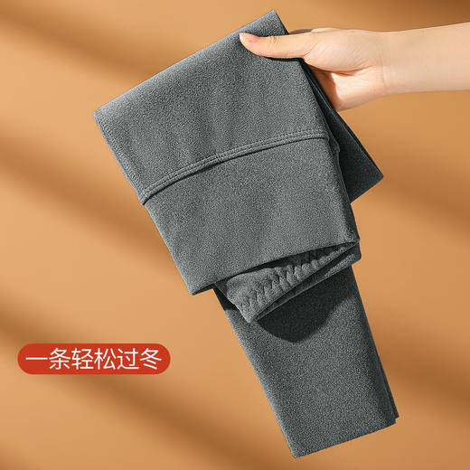 秋冬双面磨绒女士保暖裤秋裤女高腰收腹提臀不掉裆打底裤无痕舒适高腰轻绒裤 商品图3