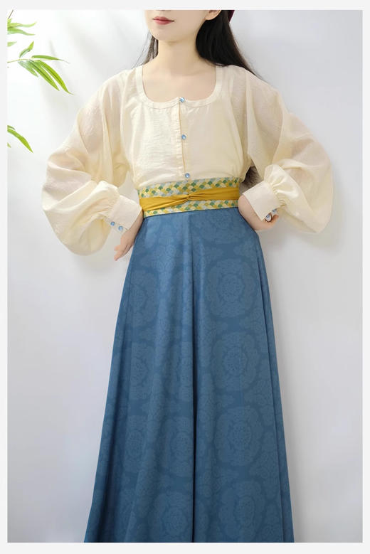 裁缝学苑AS352鸡心领汉元素衬衫半裙套装纸样女装汉服唐风样板 商品图3