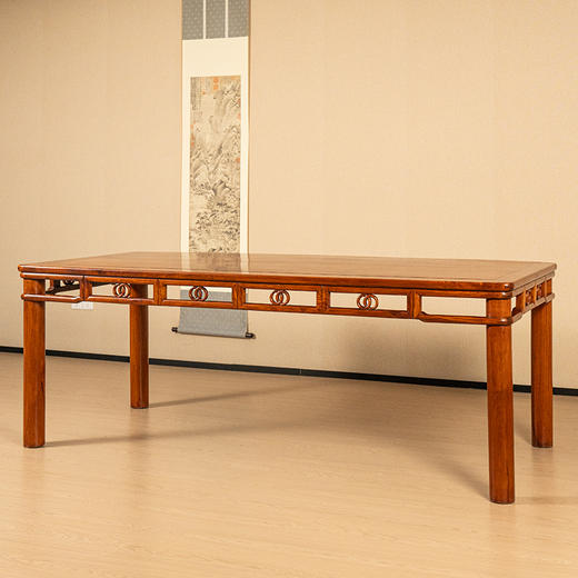 二十世纪 黄花梨双劈料圆包圆双圈卡子花大画桌 商品图1