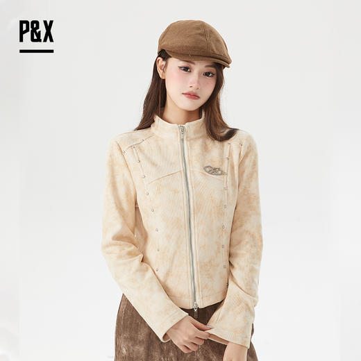 P&X设计师女装冬季加绒加厚休闲立领短款外套 824413238 花色 商品图0