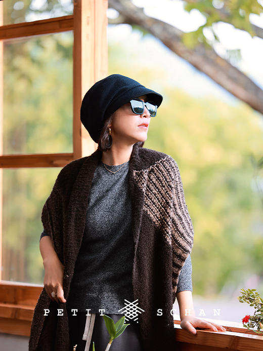 PETIT SCHAN小闪 CLO#608 Sesame sugar 芝麻糖 羊毛羊绒无缝一体圆领花纱针织毛衣 商品图0