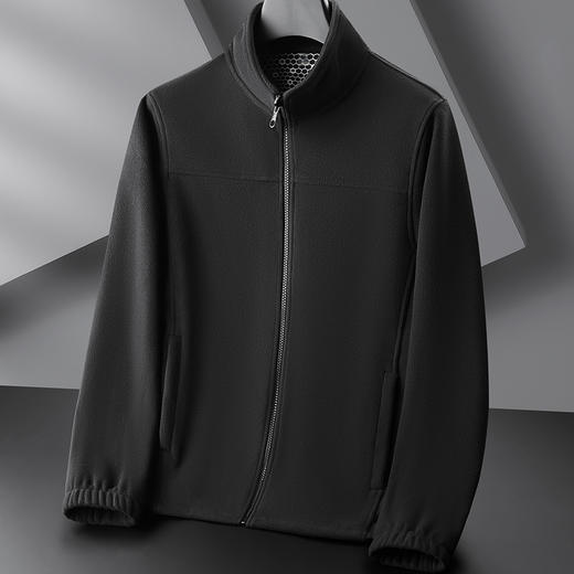 【抓绒衣】【新款DZP】大依优型大码男装立领夹克抓绒衣加肥加大休闲夹克胖子宽松外套上衣 商品图2