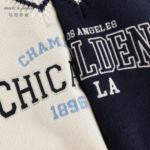 马克珍妮男童复古学院V领针织马甲2024年秋冬新款241703 商品图4