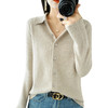 雀说 方领长袖针织开衫女短外套毛衣短款纯色气质打底衫春秋上衣女4ZF-23 商品缩略图4
