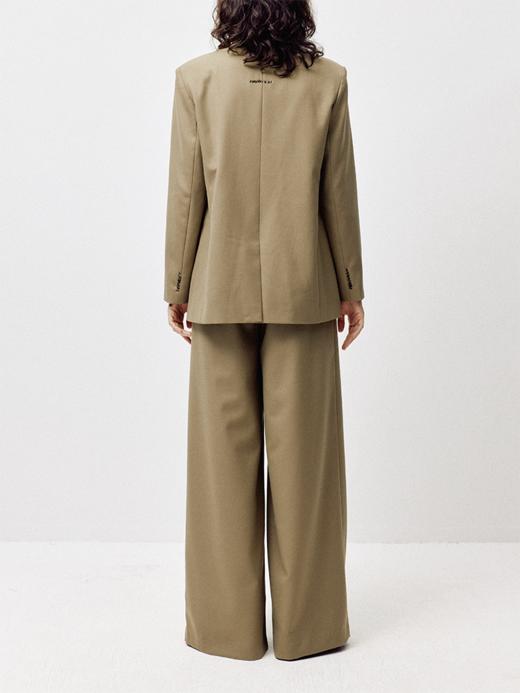 LIYIHAN 24秋精纺羊毛阔腿西装裤垂感抽带松紧腰宽松职场高级感 商品图4