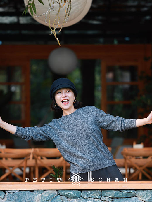 PETIT SCHAN小闪 CLO#608 Sesame sugar 芝麻糖 羊毛羊绒无缝一体圆领花纱针织毛衣 商品图1