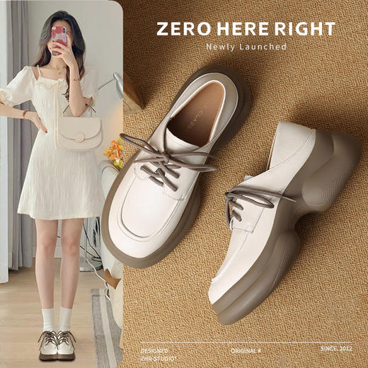 ZHR则则真皮时尚经典英伦单鞋女2024新款轻便耐穿百搭显高小皮鞋 商品图0