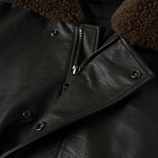 ROMI STUDIO土耳其进口牛皮拼羊皮毛毛领短款夹克皮衣RW24WW80405 商品图3