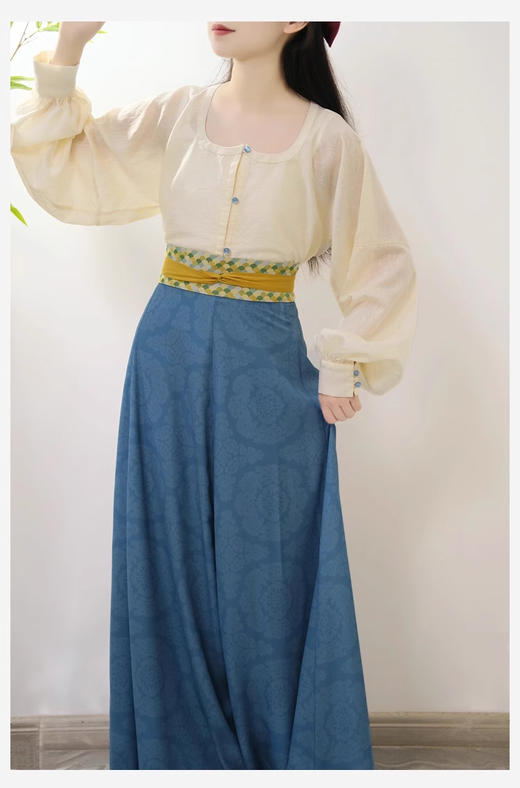 裁缝学苑AS352鸡心领汉元素衬衫半裙套装纸样女装汉服唐风样板 商品图4