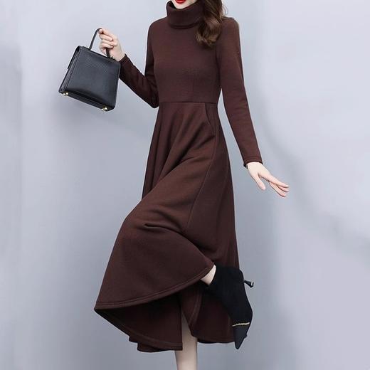 A1088冬季打底连衣裙女秋冬季2024新款长款加厚加绒配大衣的内搭长裙子 商品图3