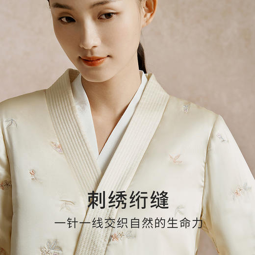 100%桑蚕丝夹棉衣裤套新中式保暖睡衣女真丝缎面长袖家居服金三塔  YSFED201 商品图1