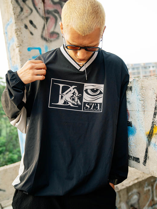 BK2024秋季复古拼接宽松训练服长袖 商品图4