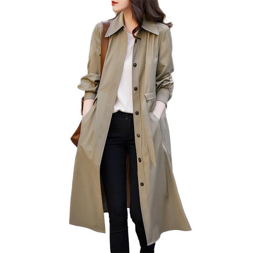 雀说 设计感高端气质风衣连衣裙女秋季新款翻领单排扣法式轻奢裙子4ZF-149 商品图4