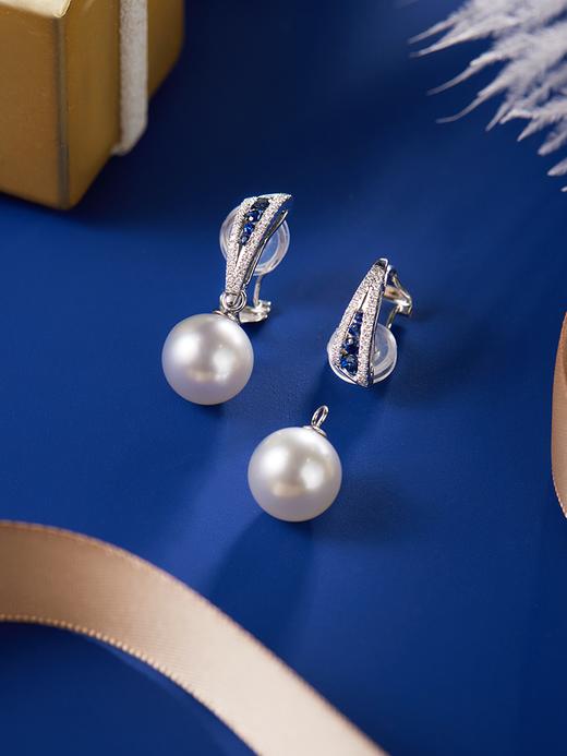 【天猫同款】悦甄  18K金两戴款钻石蓝宝石珍珠耳夹 蓝翎 商品图6