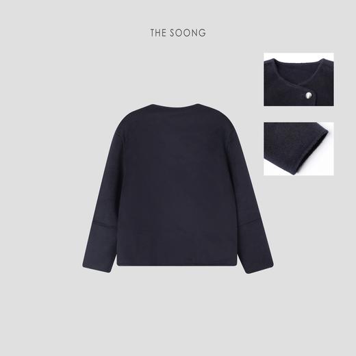 THESOONG"优雅腔调"*100%绵羊毛双面呢挺阔质感无领外套HBWT5303 商品图7