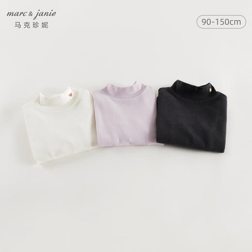 【科技发热】马克珍妮女童简约半高领打底衫2024年秋冬新款241308 商品图0