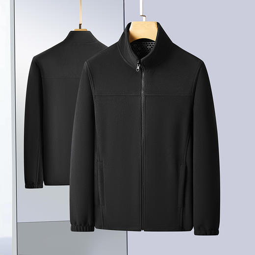 【抓绒衣】【新款DZP】大依优型大码男装立领夹克抓绒衣加肥加大休闲夹克胖子宽松外套上衣 商品图5
