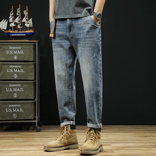 【新款DQ】大依优型大码潮款松紧腰牛仔裤棉质YKK拉链加肥加大宽松男士胖子显瘦潮流弹力舒适 商品图1