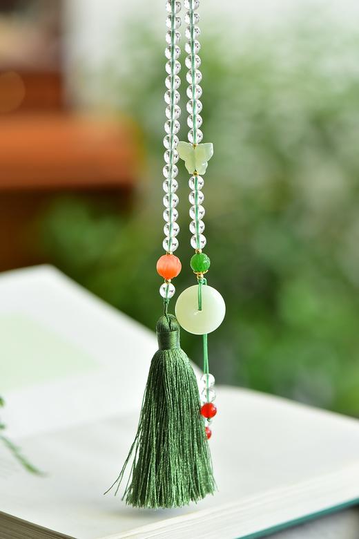 和田玉平安扣白水晶款车挂 JD 商品图0