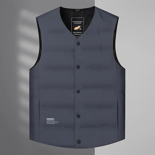 【90白鸭绒】【新款DLC】大依优型大码男装V领羽绒马甲简约休闲宽松外套男坎肩背心上衣保暖 商品图1