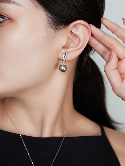 【天猫同款】悦甄  18K金两戴款钻石蓝宝石珍珠耳夹 蓝翎 商品图5