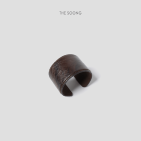 THESOONG进口头层牛皮’手工窄版开口纹理感手环HWZB5581