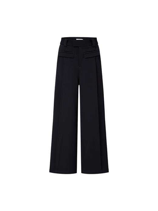 LIYIHAN 日本进口面料24秋乔其纱高腰直筒阔腿黑色西装裤子抽褶 商品图4