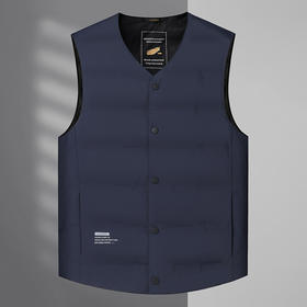 【90白鸭绒】【新款DLC】大依优型大码男装V领羽绒马甲简约休闲宽松外套男坎肩背心上衣保暖