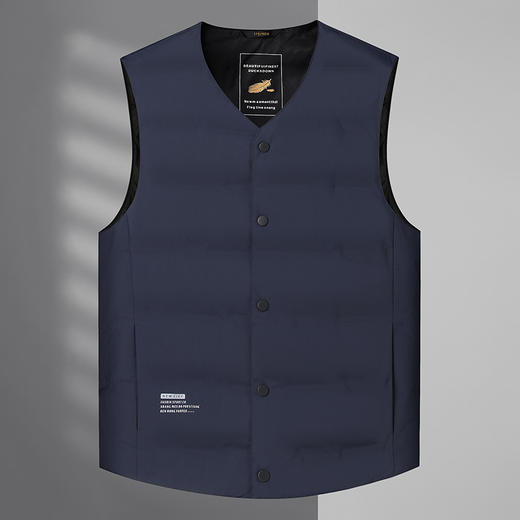 【90白鸭绒】【新款DLC】大依优型大码男装V领羽绒马甲简约休闲宽松外套男坎肩背心上衣保暖 商品图0