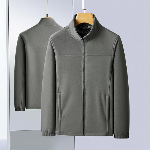 【抓绒衣】【新款DZP】大依优型大码男装立领夹克抓绒衣加肥加大休闲夹克胖子宽松外套上衣 商品图4