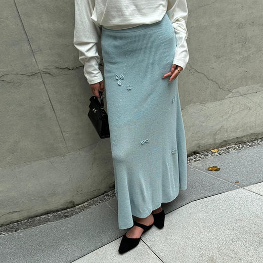 【顺丰包邮】15952 洛诗琳秋冬慵懒感天丝麻气质钩花半身裙女58198B 商品图0