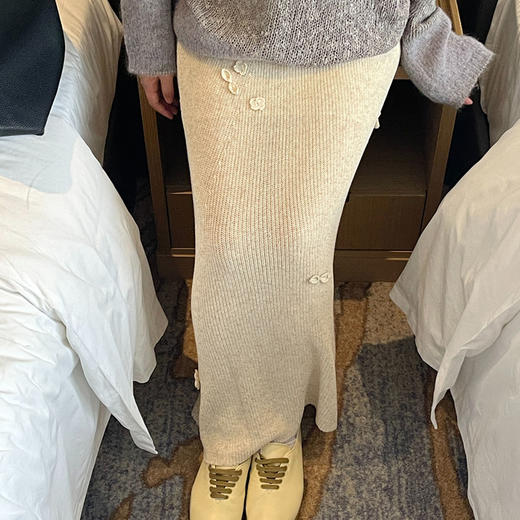 【顺丰包邮】15952 洛诗琳秋冬慵懒感天丝麻气质钩花半身裙女58198B 商品图3