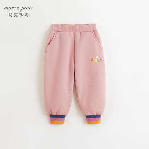 马克珍妮男女童彩色条纹加绒保暖运动裤2024年秋冬新款241659 商品图3