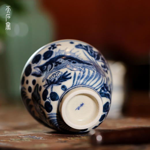 问鼎天石窑白陶泥元青花福禄杯（鱼藻纹） 商品图4