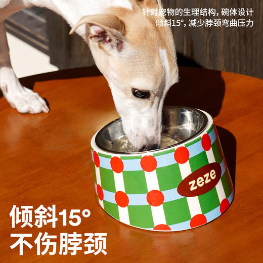 zeze复古甜心条纹波纹宠物金属碗-B 商品图1