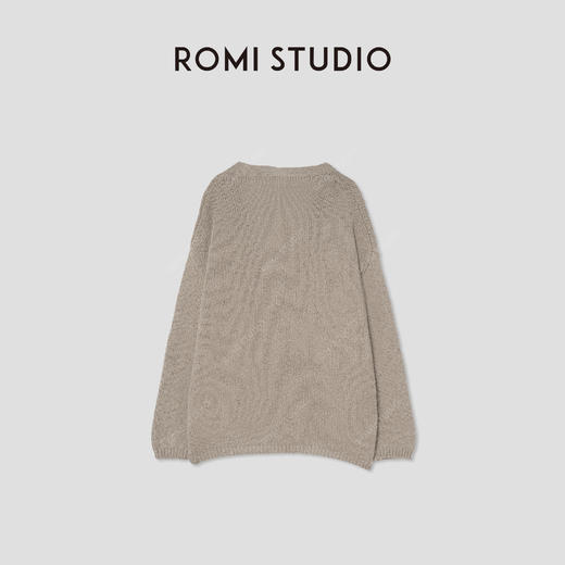ROMI STUDIO“松弛自在”3针单边亚麻棉混纺肌理感V领开衫 432WS014 商品图1