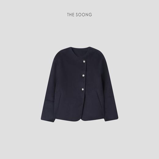 THESOONG"优雅腔调"*100%绵羊毛双面呢挺阔质感无领外套HBWT5303 商品图4