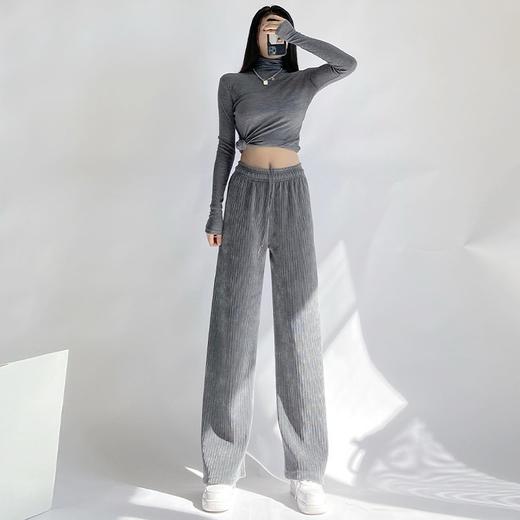 【高腰显瘦，柔软舒适】雪尼尔阔腿裤，百看不厌，藏肉显瘦。阔腿裤女，高腰遮小腹。黑白配色，经典百搭。手工系带，柔软舒适。环保染色，自由穿搭！ 商品图11