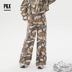 P&X设计师女装冬季美式迷彩印花微潮阔腿牛仔长裤 824410138 花色