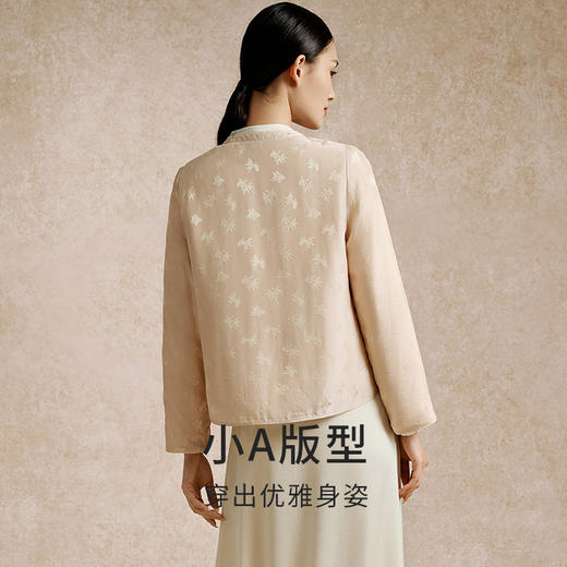 100%桑蚕丝填充新中式丝绵棉袄女秋冬新品保暖上装家居服金三塔（限价）  NSFEC733 商品图4