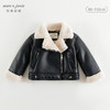 马克珍妮女童甜酷毛绒拼接宽松皮衣外套2024年秋冬新款上衣241259 商品缩略图1