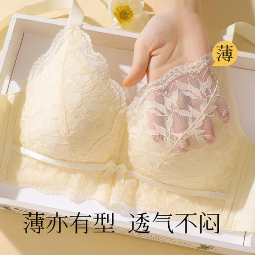 【轻薄透气】性感蕾丝聚拢调整型内衣女蜂巢薄杯收副乳无钢圈文胸韶华如诗 商品图0