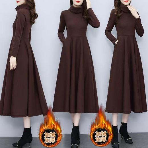 A1088冬季打底连衣裙女秋冬季2024新款长款加厚加绒配大衣的内搭长裙子 商品图1