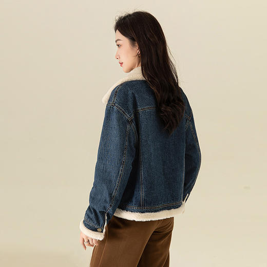 【高货xg】全新升级【铂金会员266/天猫359/差价93】(13306) 洛诗琳韩版百搭牛仔加绒外套女冬季新款加厚夹克保暖棉服 商品图4