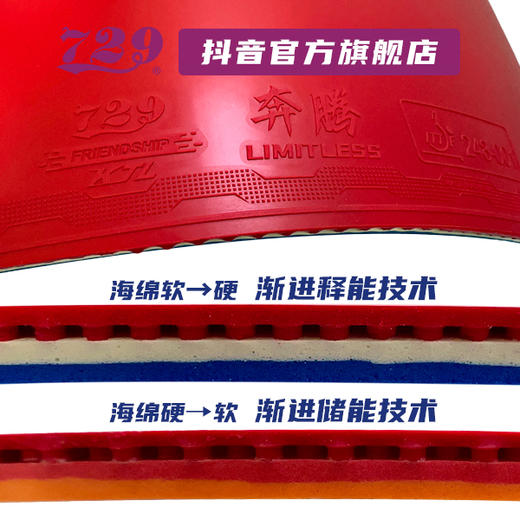 友谊729 奔腾无极乒乓球套胶 差色海绵反胶粘性专业单片 商品图1