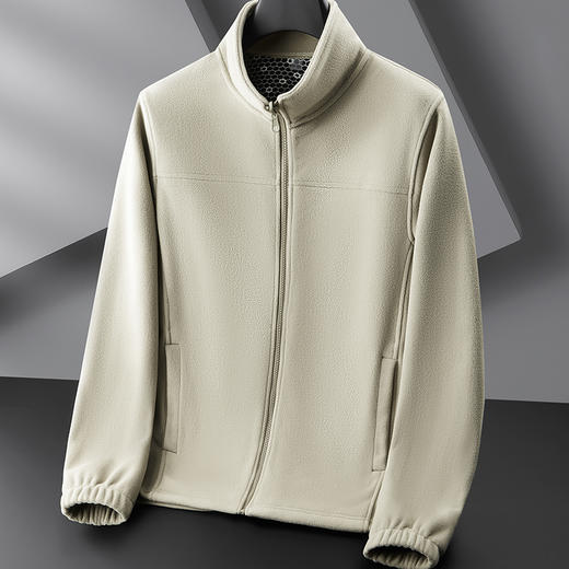 【抓绒衣】【新款DZP】大依优型大码男装立领夹克抓绒衣加肥加大休闲夹克胖子宽松外套上衣 商品图0