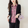 NYL7770 假两件衬衫女2024秋季新款时尚洋气翻领针织拼接提花宽松减龄上衣 商品缩略图1