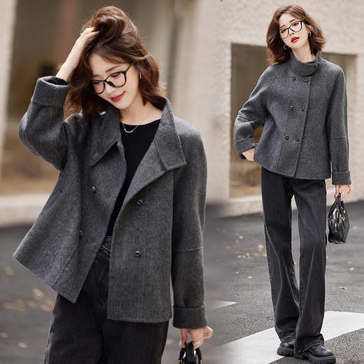 小香风纯手工缝制，双面毛呢短款外套HR-ZYQQ28 商品图3