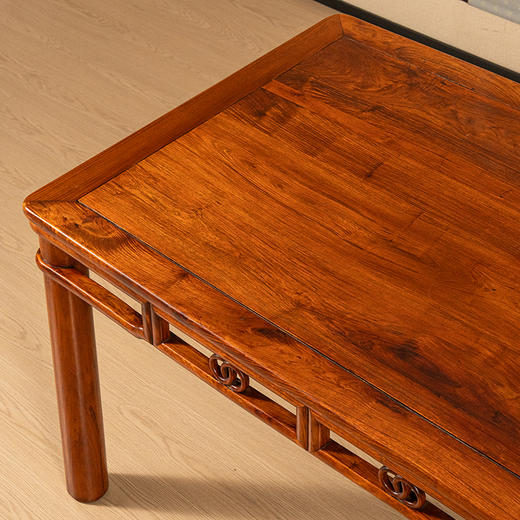 二十世纪 黄花梨双劈料圆包圆双圈卡子花大画桌 商品图2